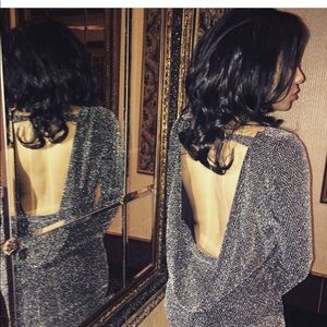 H&M cowl low back grey glitter dress, preowned